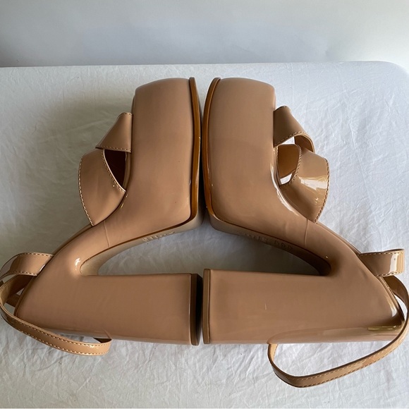 Schutz platform chunky sandals high heels strappy beige taupe sz 10 women’s drag - Picture 3 of 8